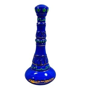 RARE Vintage Aladdin Las Vegas Casino 12" Cobalt Blue Ceramic Magic Lamp 2-Pc